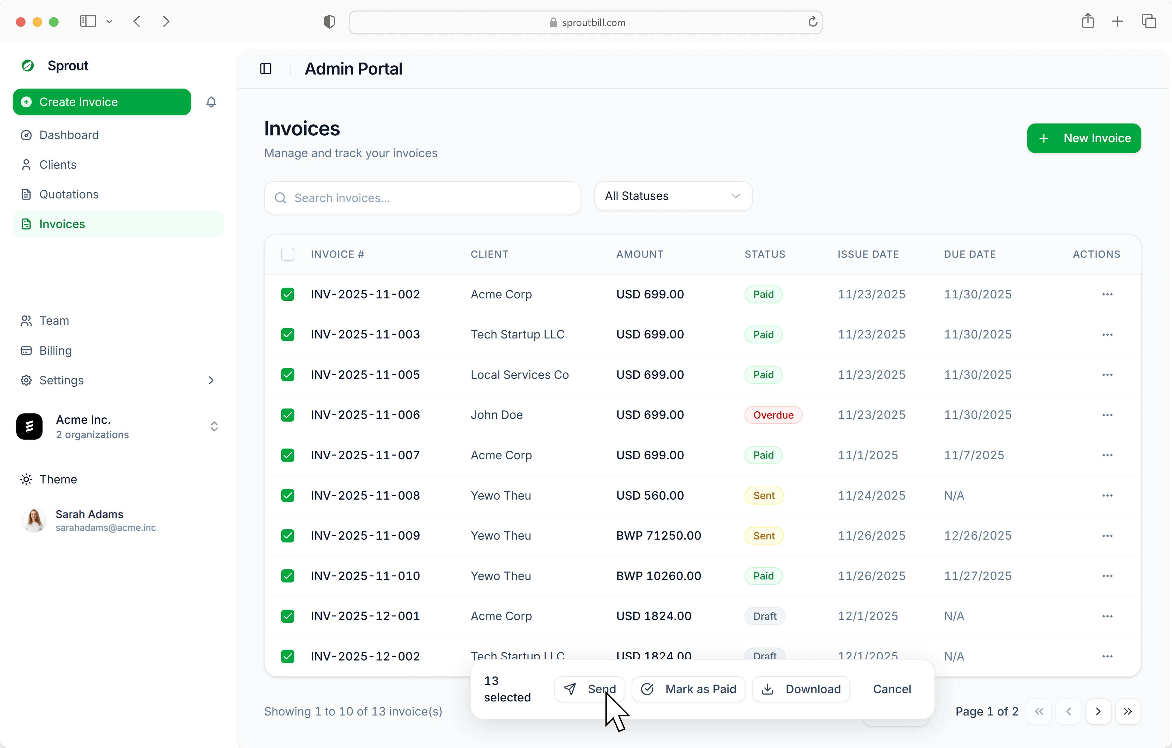 One-Click Bulk Sending
